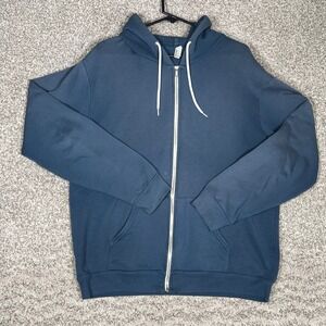 American Apparel Mens Full Zip Hoodie Blue XL Made In The USA